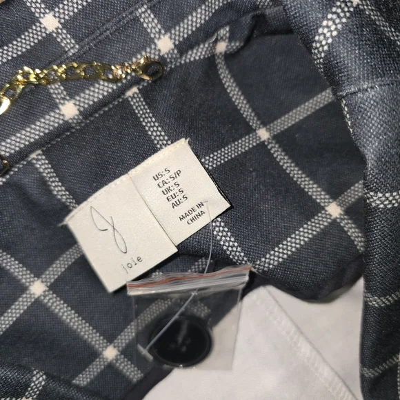 Joie Black and White Grid Trench Coat - Picture 8 of 16